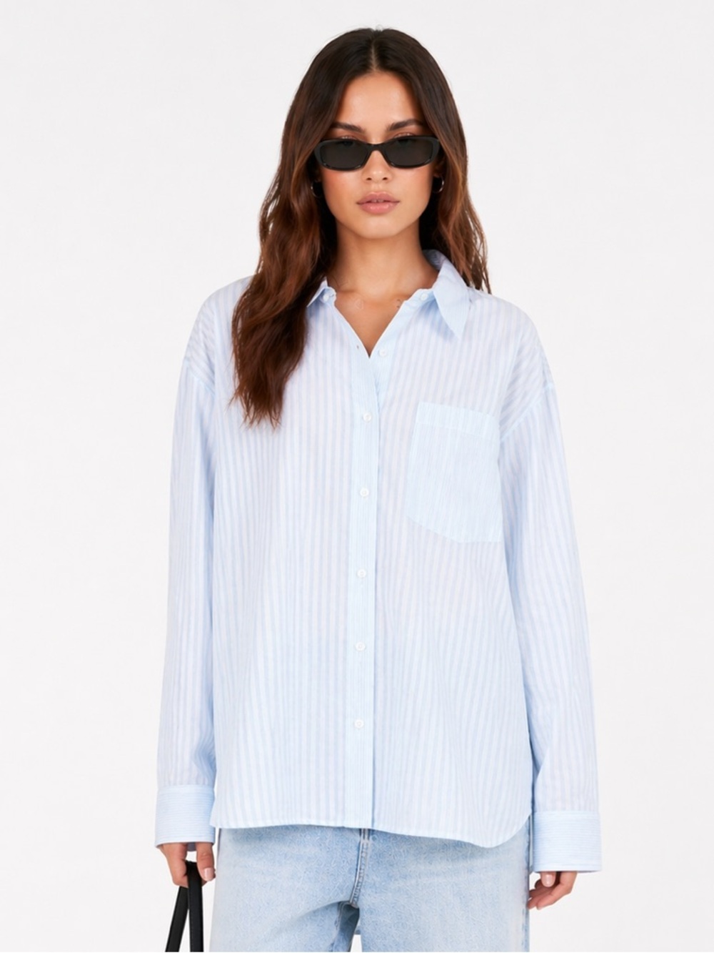 Calvin Klein Women’s Cotton Button Down Shirt in Blue Stripe Size XL